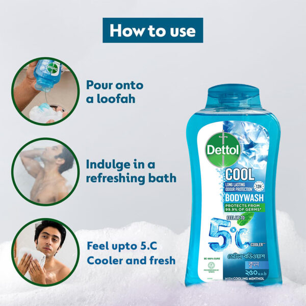 Dettol Cool upto 5°C Cooler Bodywash with 12Hour Long Lasting Odour Protection - Image 3